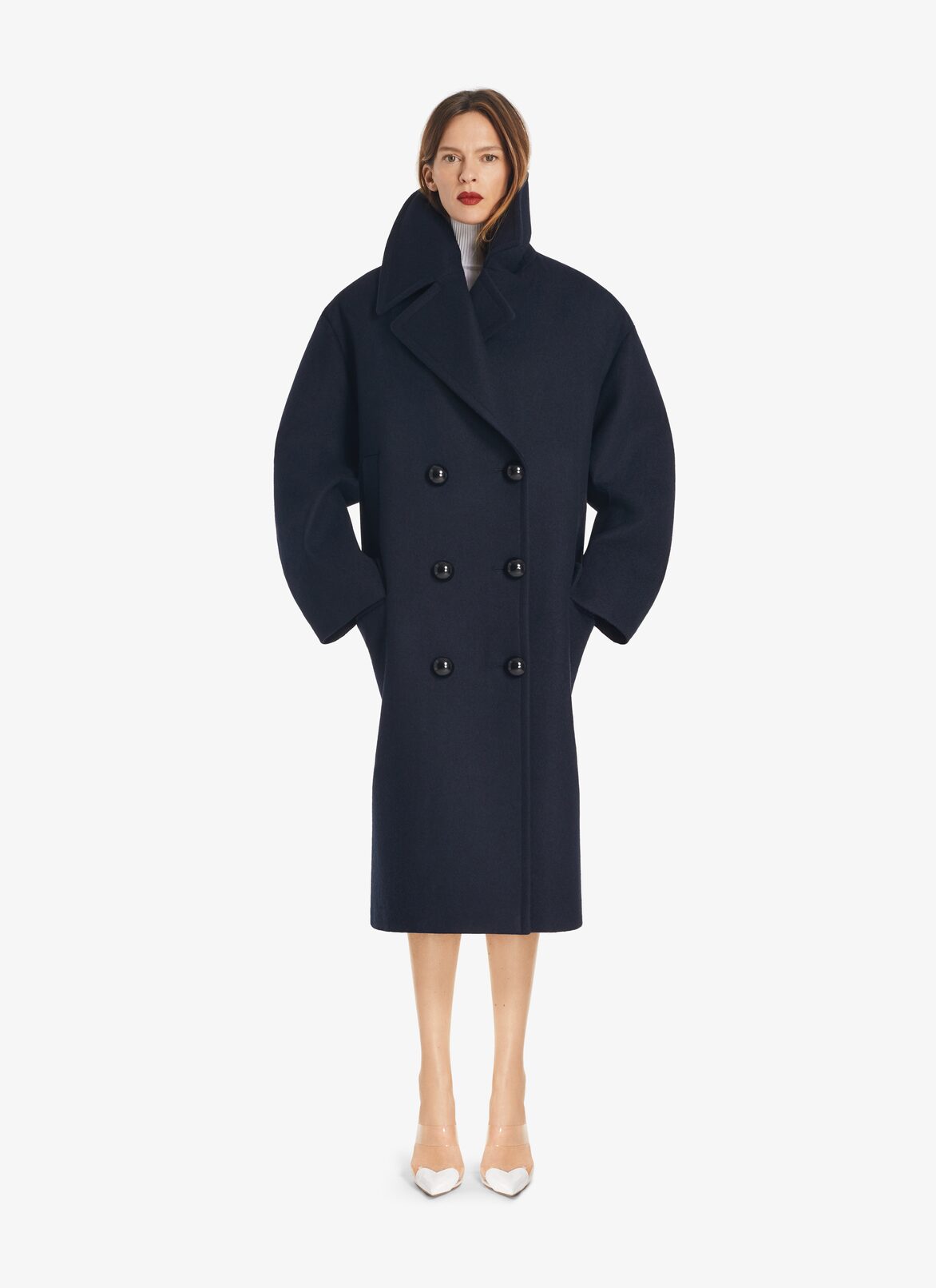 Maxi Caban in wool ALAÏA MARINE MAXI CABAN IN WOOL